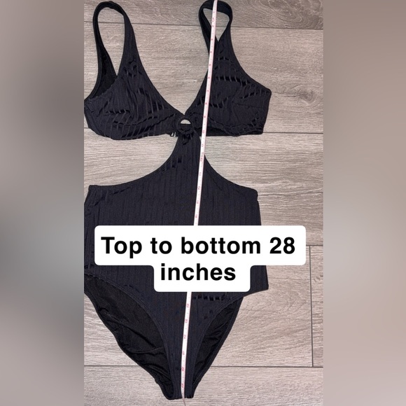 Aerie Size Small Long One Piece Swimsuit Bikini Cut Out Sides Black Full Coverag - Picture 2 of 7